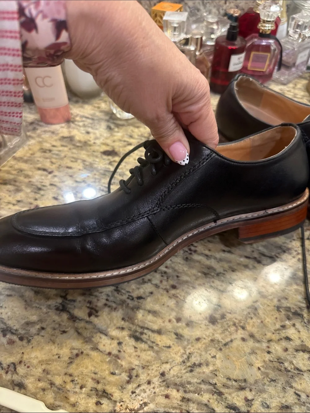 Classic Black Leather Derby Oxfords with Contrast Welt